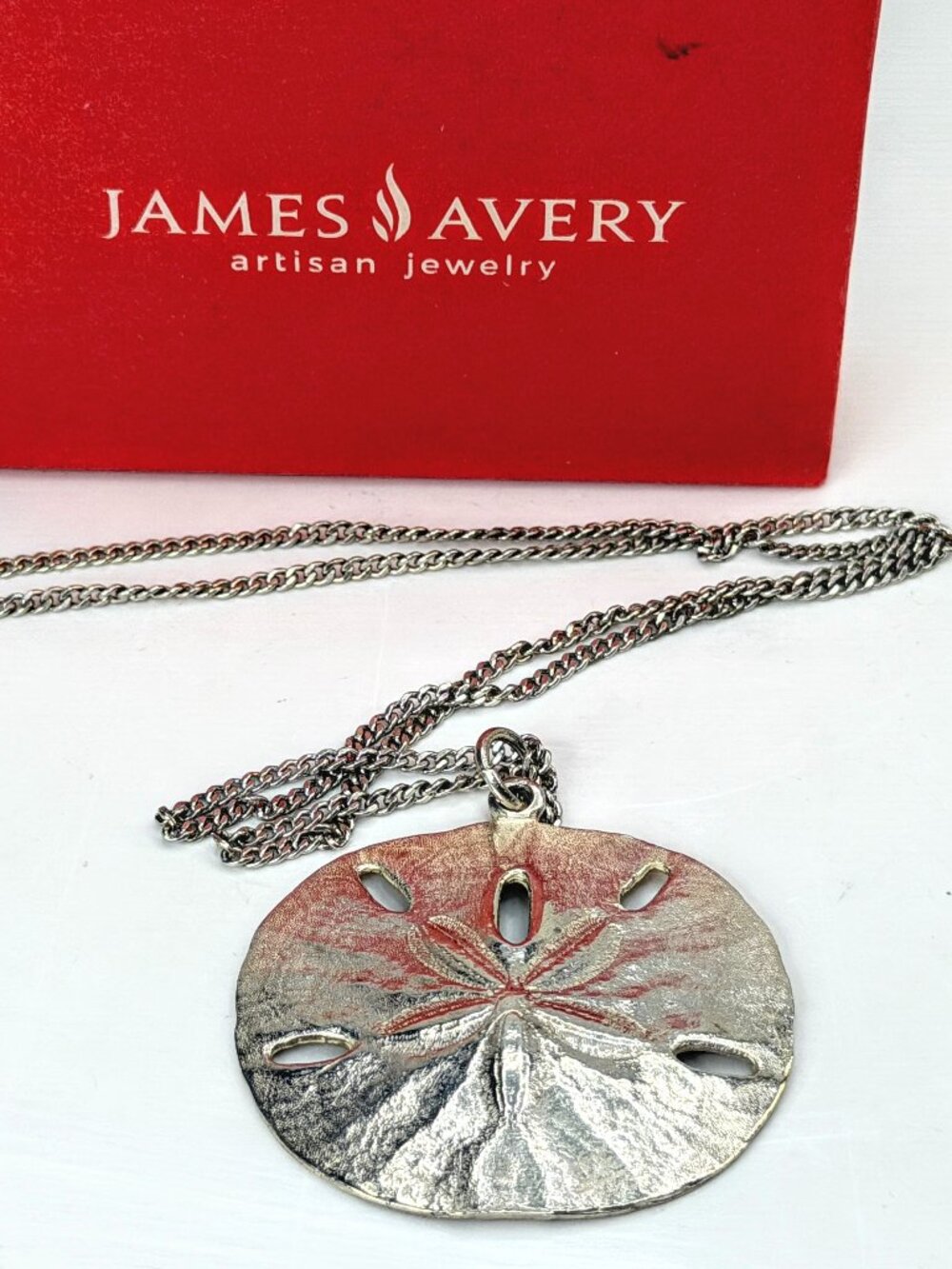 Retired James Avery Sterling Silver 1.75" Large Sand Dollar SS Necklace JR1984